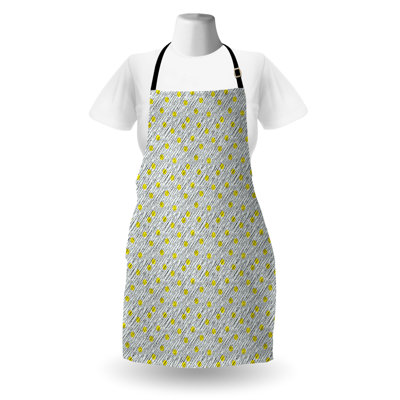 Dakota Fields Abstract Apron Unisex Yellow Sketchy Polka Dots Adult Size Yellow Pearl Black