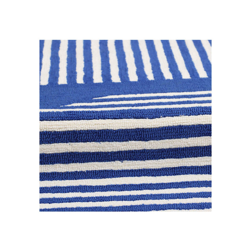 Echo Geometric Area Rug in Blue/Ivory, Runner 2'6" x 12'