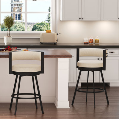 Ayala Swivel Low Back Industrial Upholstered 26.6" H Counter Stool with Steel Frame