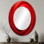 Red Perpetual Pulse Vortex I - Miroir décoratif abstrait ovale sur métal-1131361369
