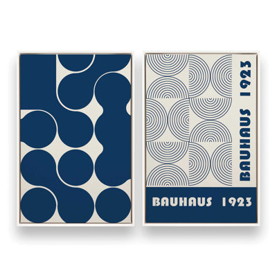 1923 - Ensemble de 2 impressions sur toile bleu Bauhaus