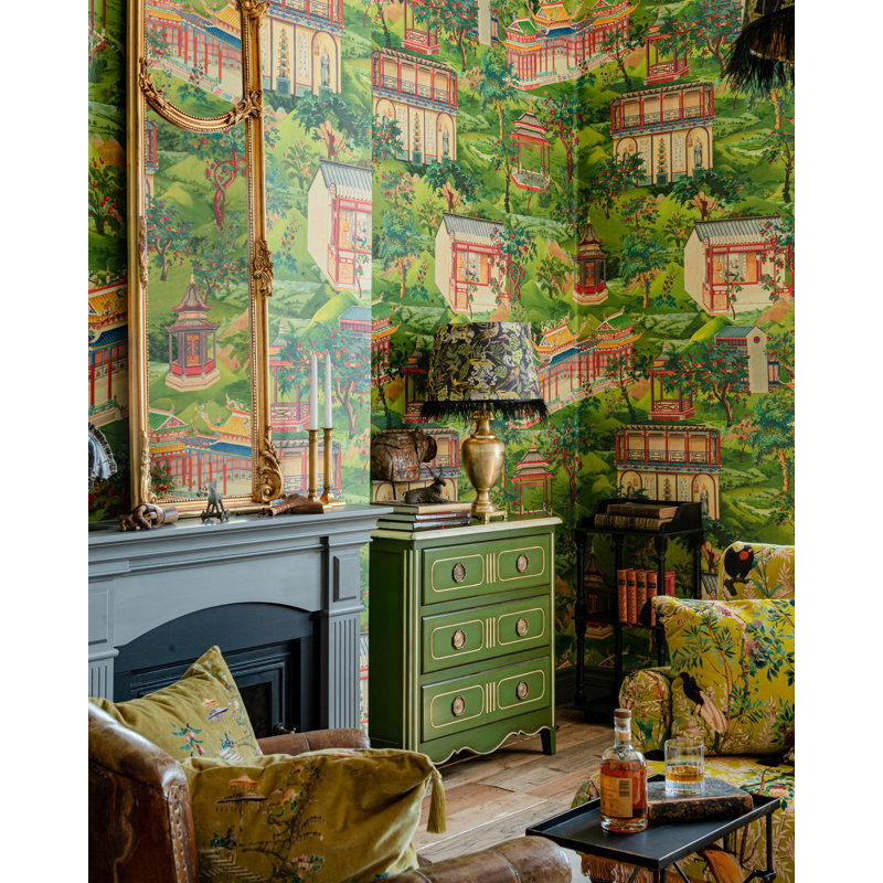 Chinese Garden Toile Wallpaper Roll