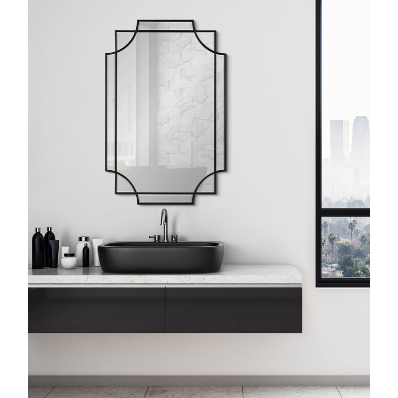 Ocilla Flat Mirror, Black, 24" x 18"