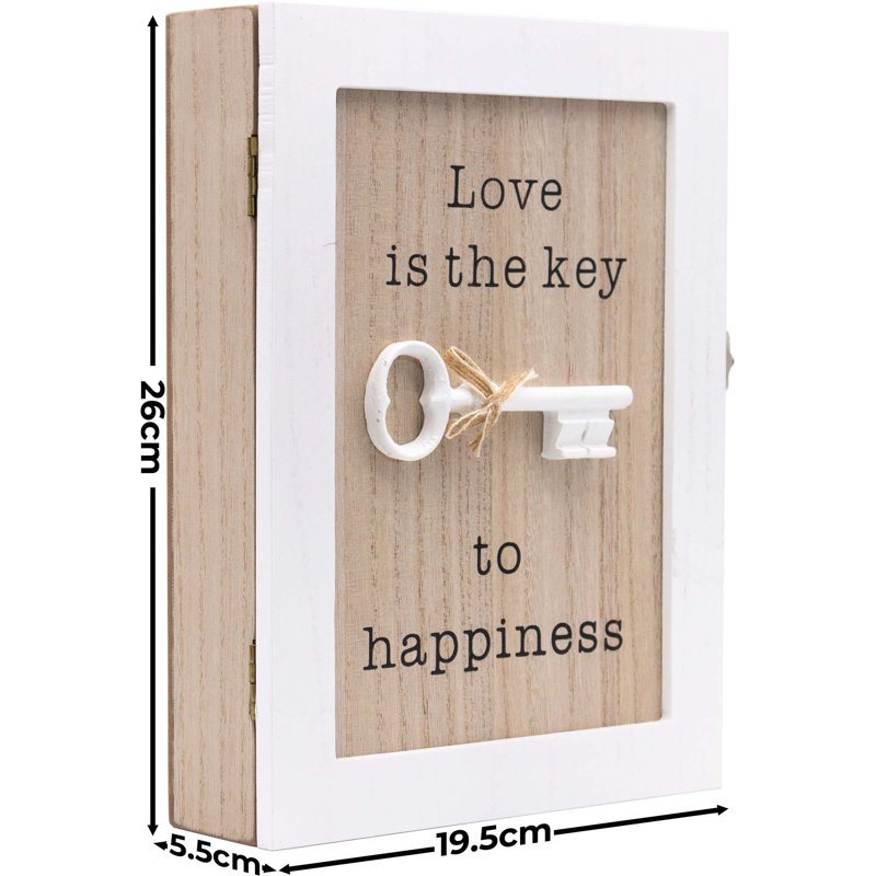 Love Is The Key To Happiness 6 Key Hook Holder Organizer Box