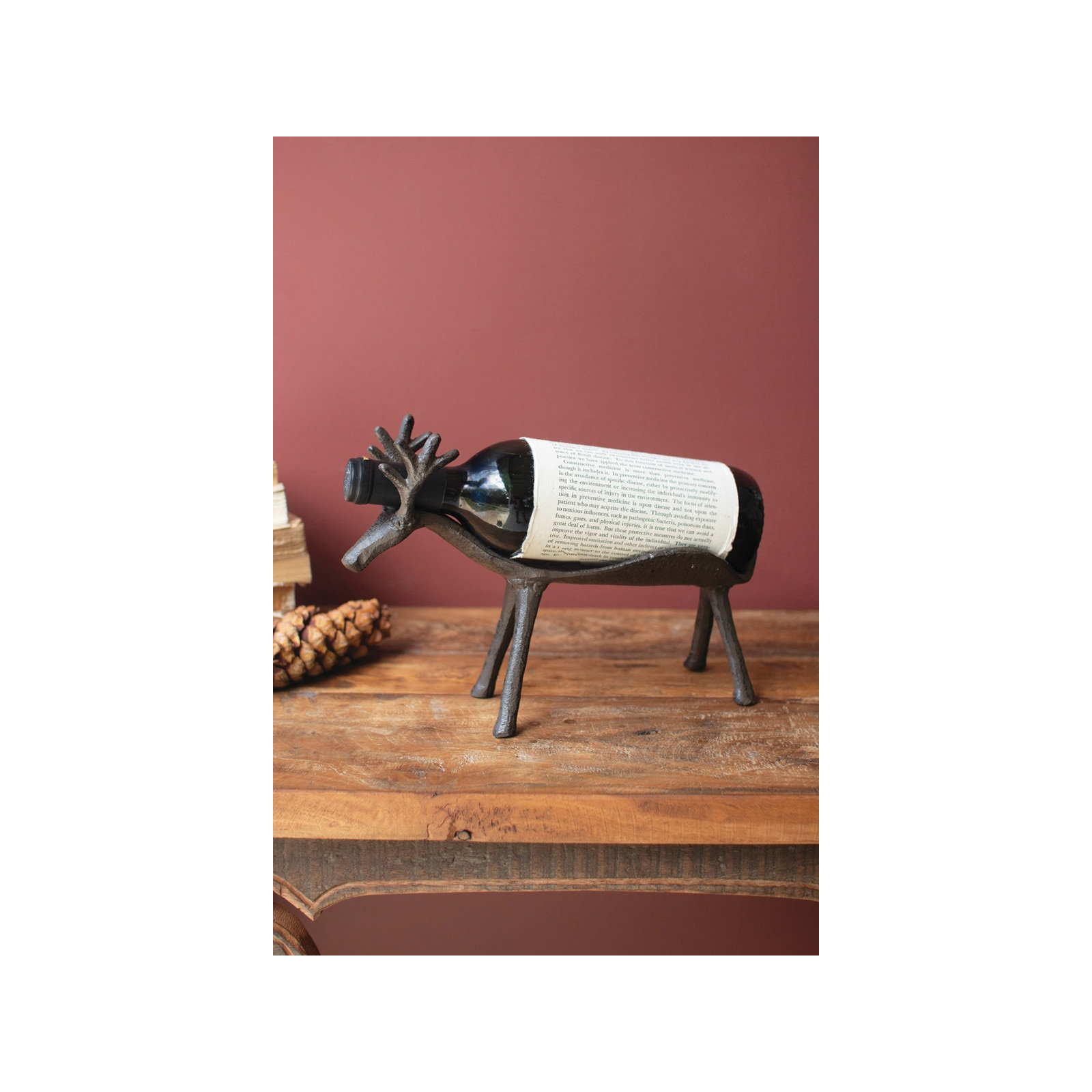 CAST IRON REINDEER WINE BOTTLE HOLDER