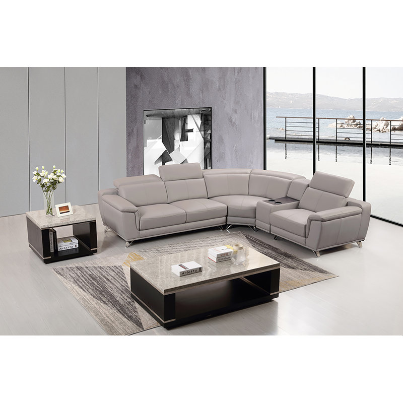 Lirison Upholstered Curved Sectional Right Hand Facing, Left Hand Facing, Red Genuine Leather