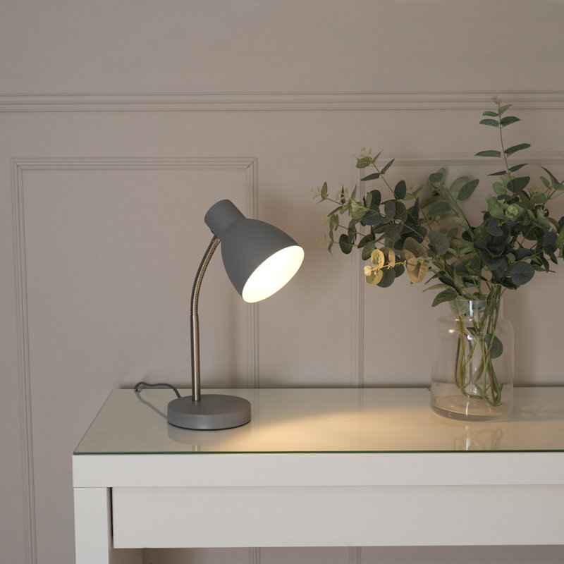 Rhyda Metal Table Lamp, Grey, Yes