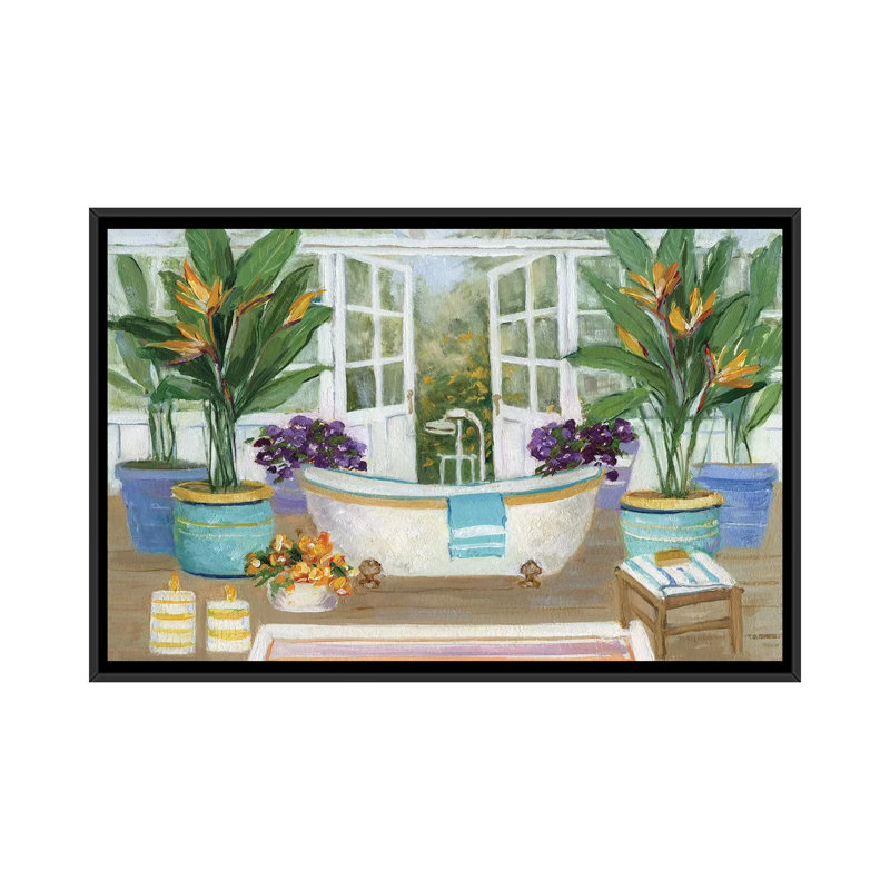 «Tropical Island Spa II», reproduction sur toile, H 18 po x l 26 po x P 1,5 po, Toile avec cadre noir, Pas de tapis
