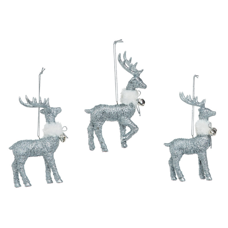  Ensemble de 3 décorations de Noël pour renne collier de fourrure chatoyant
