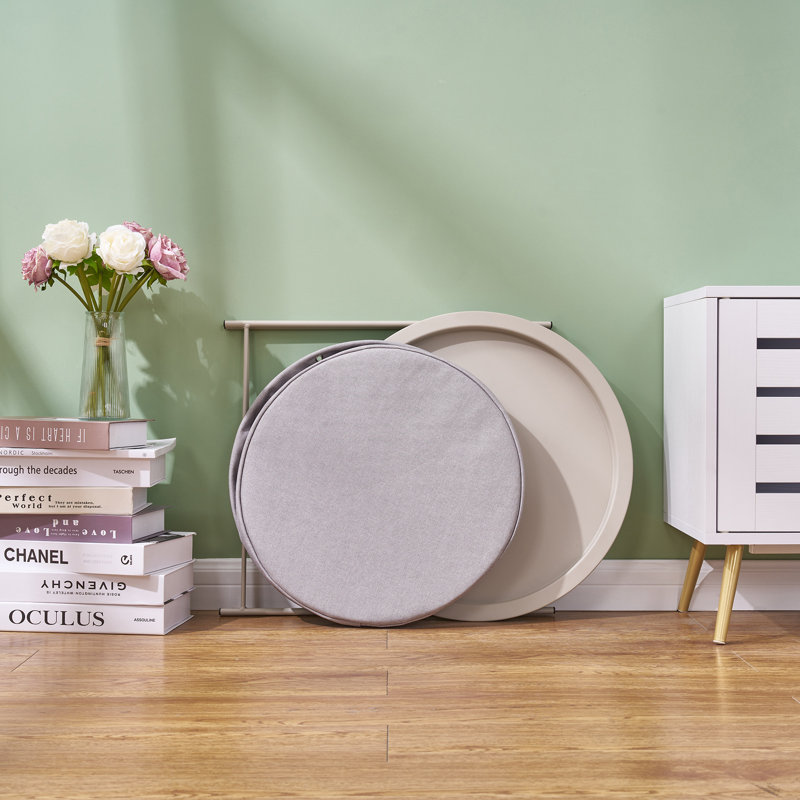 Deeley Small End Table with Storage Bag X-Shaped Cross-Leg Side Table Foldable Tray, Gray