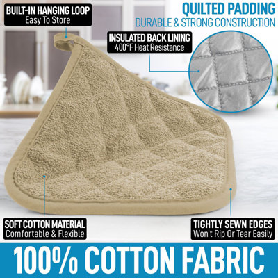 Zulay Kitchen Pot Holders For Kitchen Heat Resistant Cotton 1 Pack - Mocha