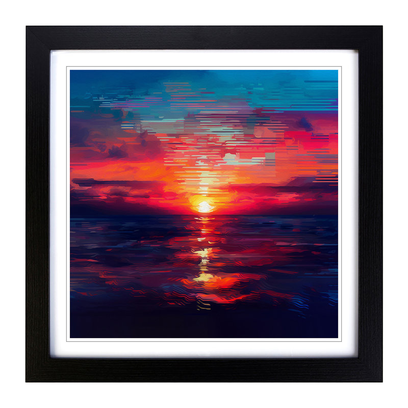 Sunrise Glitch Art - Framed Print, Black