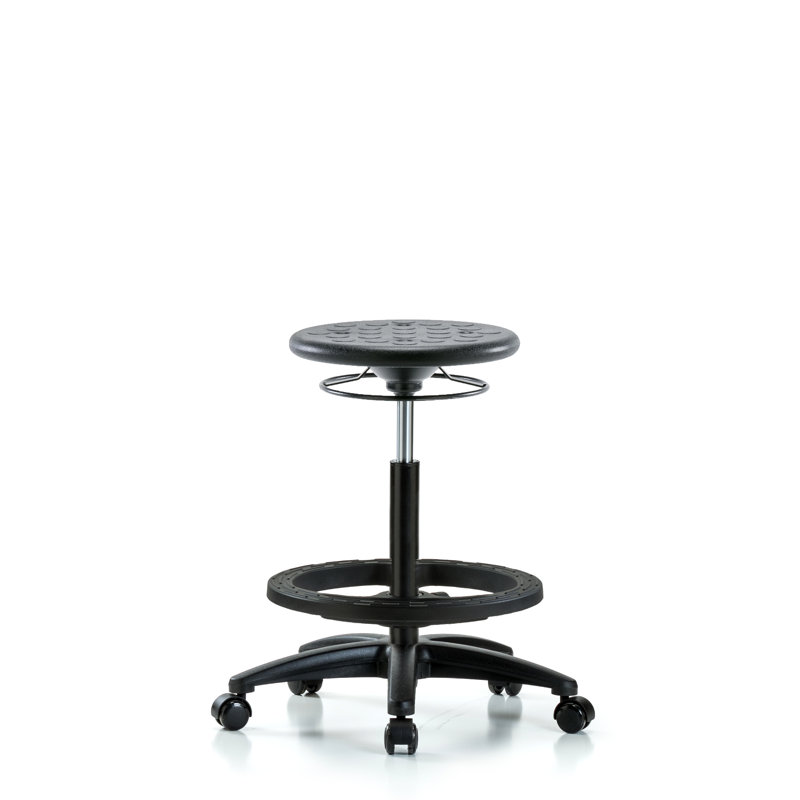 Tabouret de laboratoire à hauteur ajustable, Noir, Roulettes
