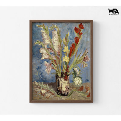 Vase avec glaïeuls et asters de Chine par Vincent Van Gogh, reproduction de peinture à l'huile florale, fleurs de Van Gogh, plante en pot, art floral