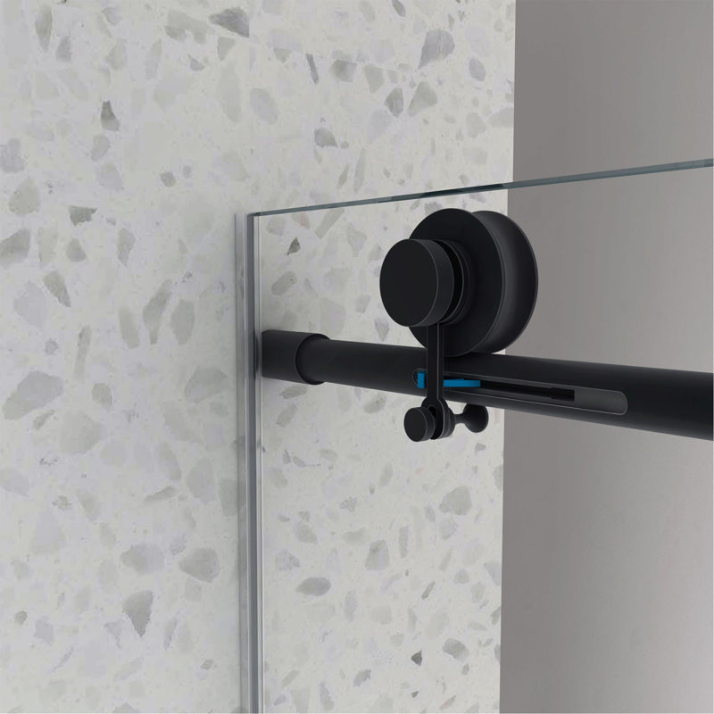 Une porte de douche fixe et une porte décalée sans cadre, de grandes poulies en acier inoxydable 304 de 70 mm avec fonction de fermeture douce réglable, avec nettoyage nano facile et anti-déflagrant