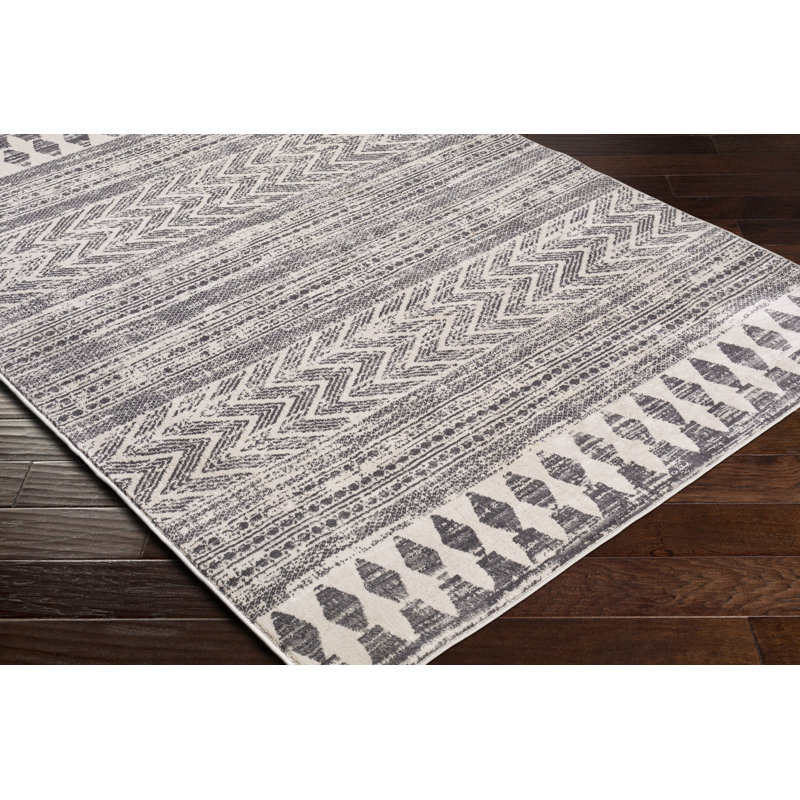 Shyann Machine Woven Oriental Gray Area Rug, Rectangle 7'10" x 10'