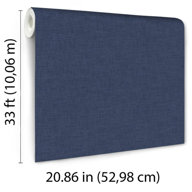 Antibes Linen Weave Texture Wallpaper, Navy