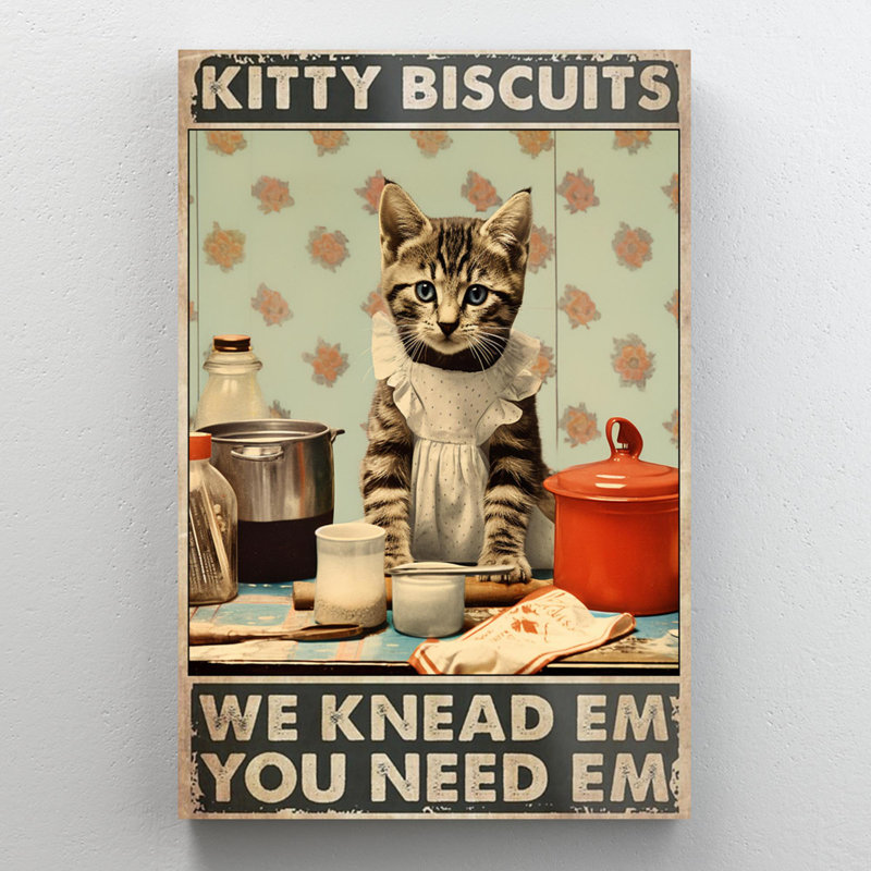" Tabby Cat Kitty Biscuits ", 36" H x 24" W x 1.25" D
