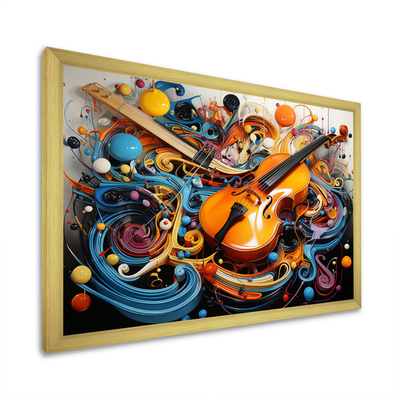 «Mansoora Colorful surreal symphony III», reproduction sur toile, Cadre doré à une seule photo, H 16 po x l 32 po x P 1 po