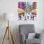 Skating In London Christmas Colorful Vibrant Abstract Christmas Tree City Winter Wall Art Print 1 Piece Wrapped Canvas Wall Art-562130125
