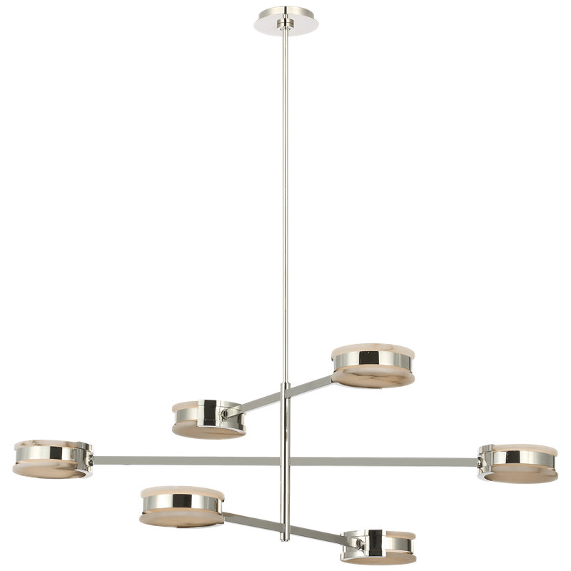 Kelly Wearstler Melange 48" Multi-Positional Chandelier with Alabaster, Polished Nickel