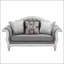 Causeuse Florian en tissu gris et blanc antique avec 3 coussins élégants pour les espaces de vie modernes