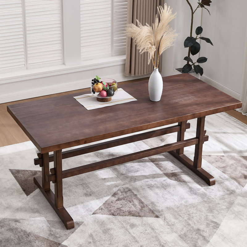 69" 6-Person Solid Wood Rectangular Dining Table, Walnut