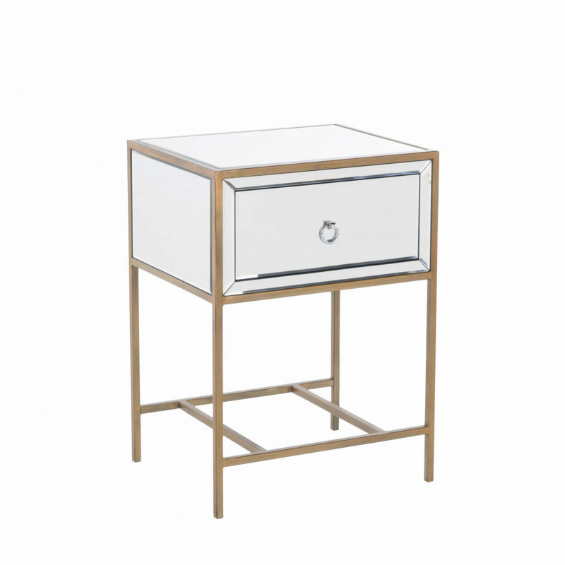 Table de chevet à miroir avec 1 tiroir