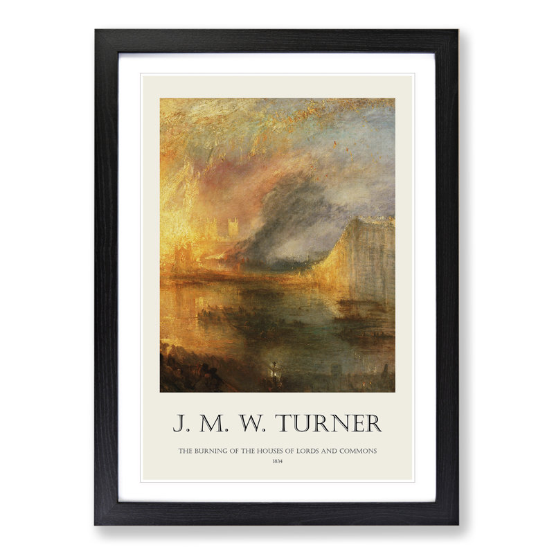 Burning of the Houses of Commons by Joseph-Mallord William Turner - Picture Frame Art Prints, 65cm H x 48cm W x 2cm D, Black