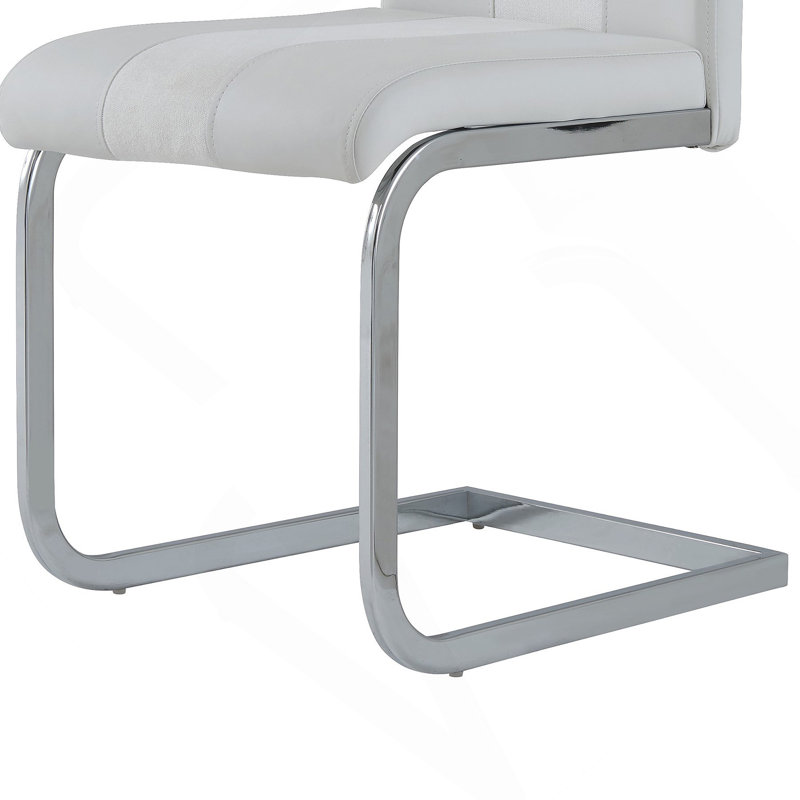 Chaise de salle à manger confortable en tissu avec des pieds en métal élégants pour une expérience de repas gracieuse, Blanc