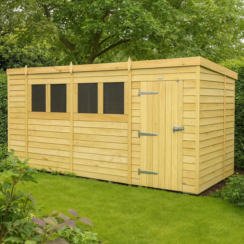 14ft x 6ft Pent Shed - Single Door with Windows