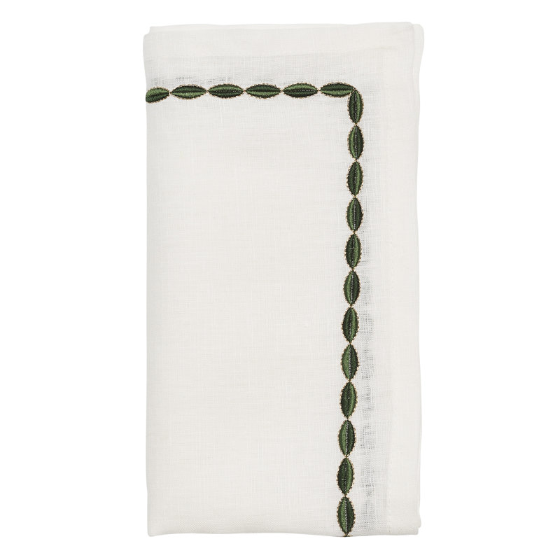 Swag Napkin, White/Green/Gold