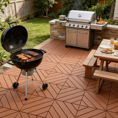 Carreaux de terrasse à emboîtement pour terrasse - Revêtement de sol en plastique 12 po x 12 po, résistant aux intempéries pour le jardin, la piscine