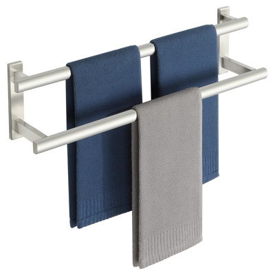 Double barre à serviettes pour la salle de bain, porte-serviettes mural avec tige décalée, porte-serviettes en acier inoxydable durable pour la cuisine dans la salle de bain