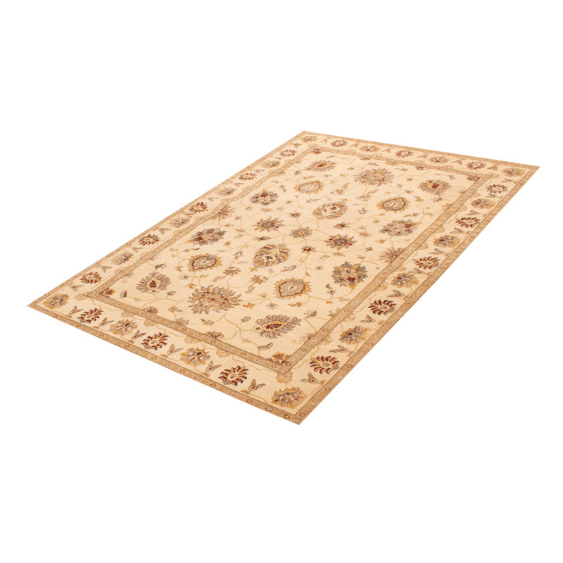Tapis crème noué à la main One Of Kind Jamshidpour 6 pi 4 po x 9 pi 7 po