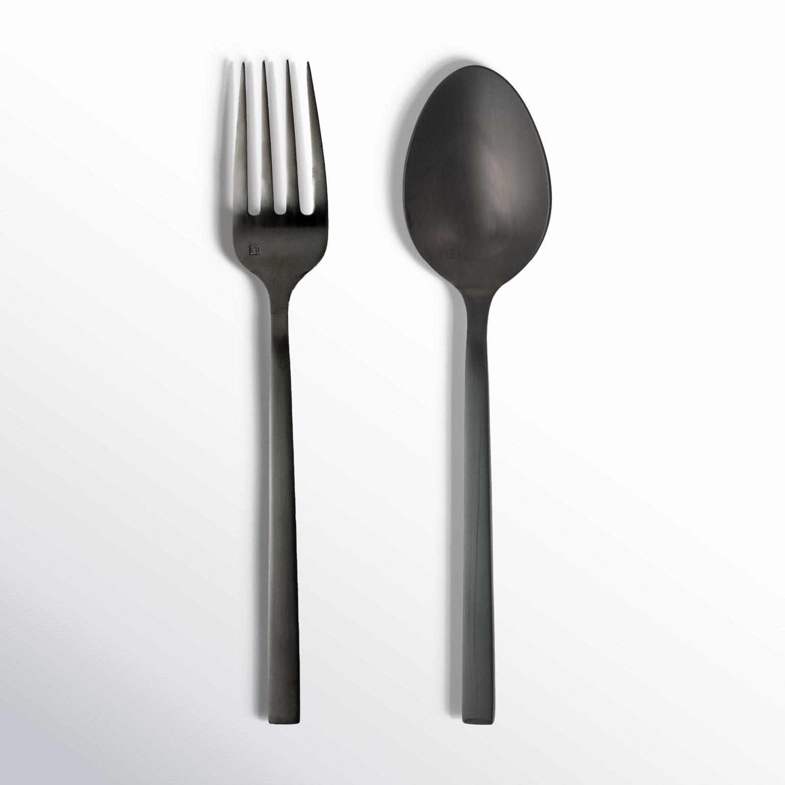 Arezzo Brushed Salad Servers, Brushed Black