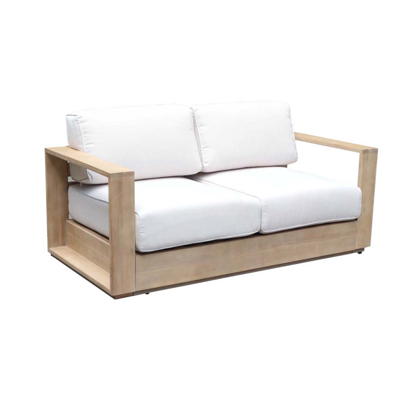 Harbor Modern Outdoor Acacia Wood Sofa with Cushions, Teak