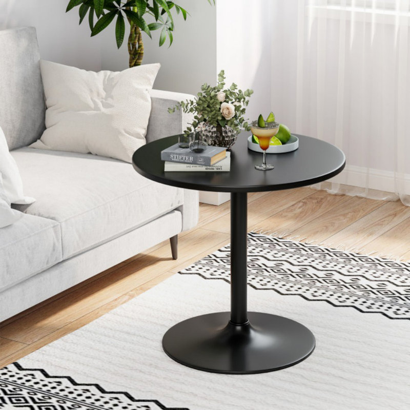 Ensemble de 2 tables de cocktail rondes modernes de 24 pouces avec base en métal et plateau en panneau de fibres à densité moyenne