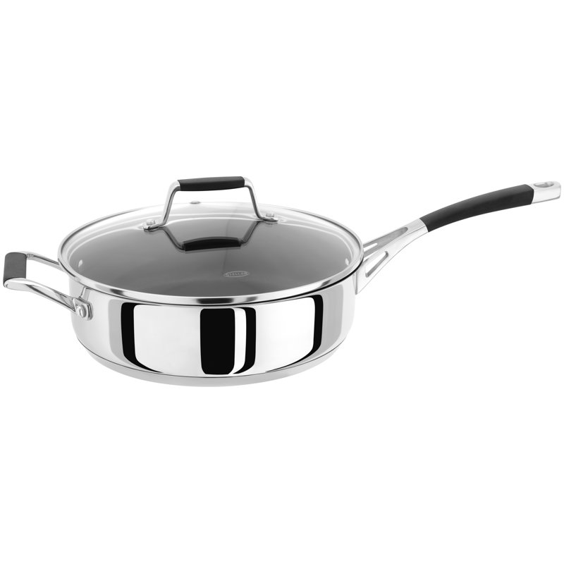 Stellar Induction, 24cm Stainless Steel Non-Stick Sauté Pan with Glass Lid