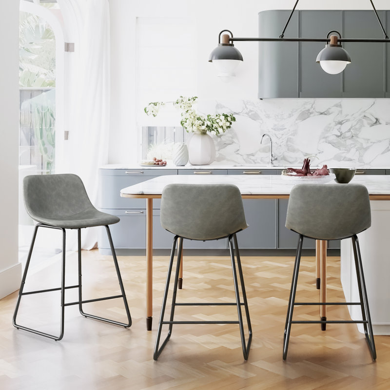 Tabouret de bar et de comptoir Hambrook, Tabouret de comptoir (siège d'une hauteur de 24 p, gris, 3