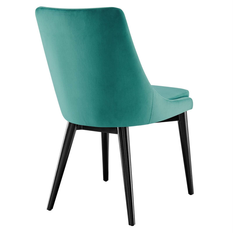 Teal Velvet Upholstered Dining Chair with Metal Legs