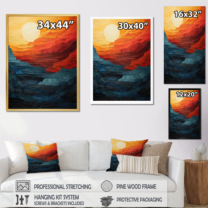 «Bold Sunrise Horizon IV - Sunrises Sunset», reproduction d'art, Cadre photo argenté, H 32 po x l 24 po x P 1 po