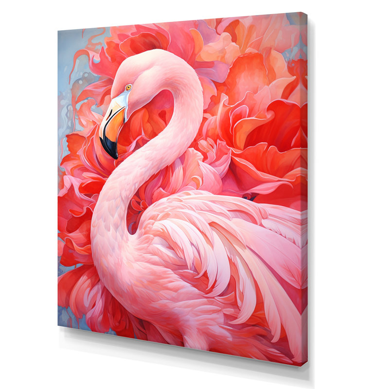 «Pink Flamingo Haven II», reproduction sur toile encadrée, Toile tendue, H 40 po x l 30 po x P 1,5 po