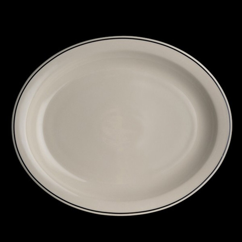 Plateau ovale à bord étroit noir, H 11,25 po x L 13,75 po x l 11,25 po