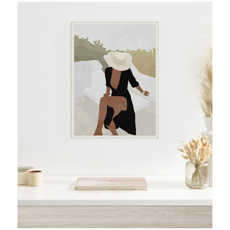 "Elegant Womanin Hat" par juillet, reproduction d'art sur toile encadrée, H 24 po x l 18 po