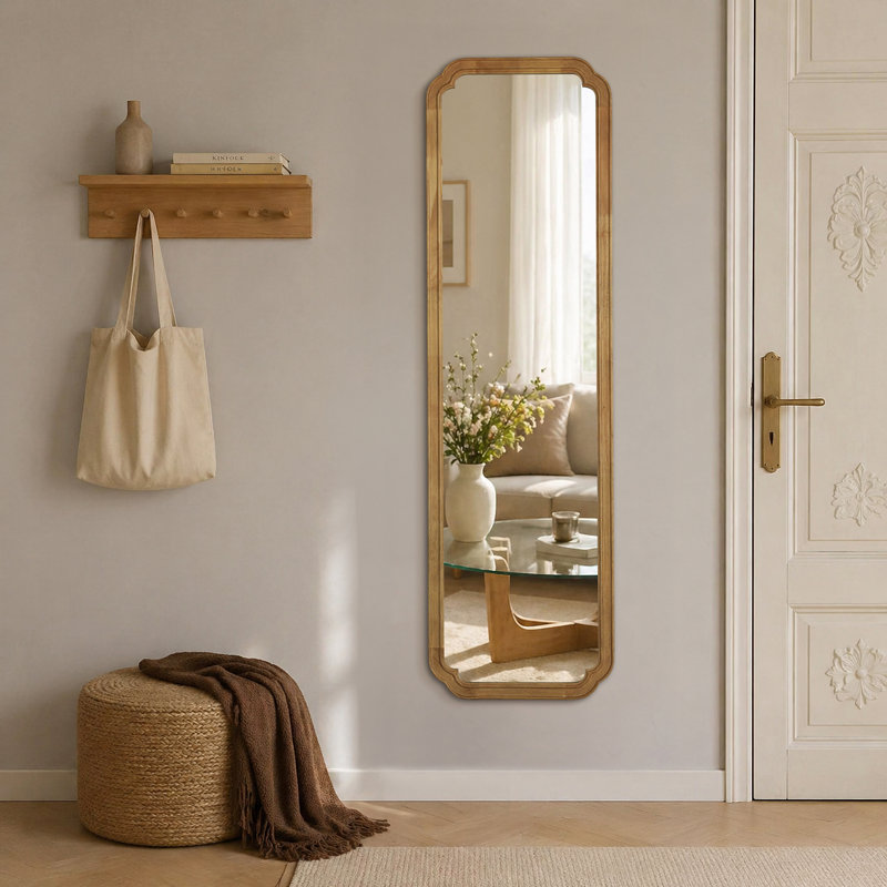 Abbate Full Length Wood Mirror, Natural Wood, 48" x 14"