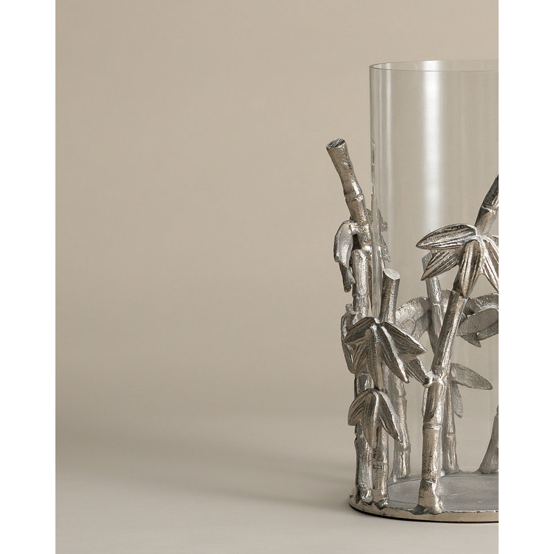 Glass Tabletop Hurricane, Silver