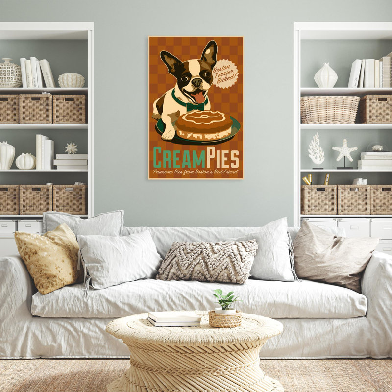 Boston Terrier au four - 1 pièce, rectangle Boston Brier sur toile, impression, H 14 po x l 11 po x P 1,25 po