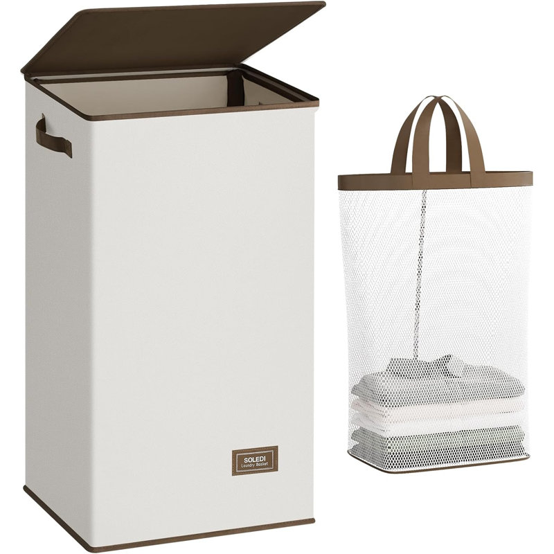 Fabric Laundry Hamper, Off-white