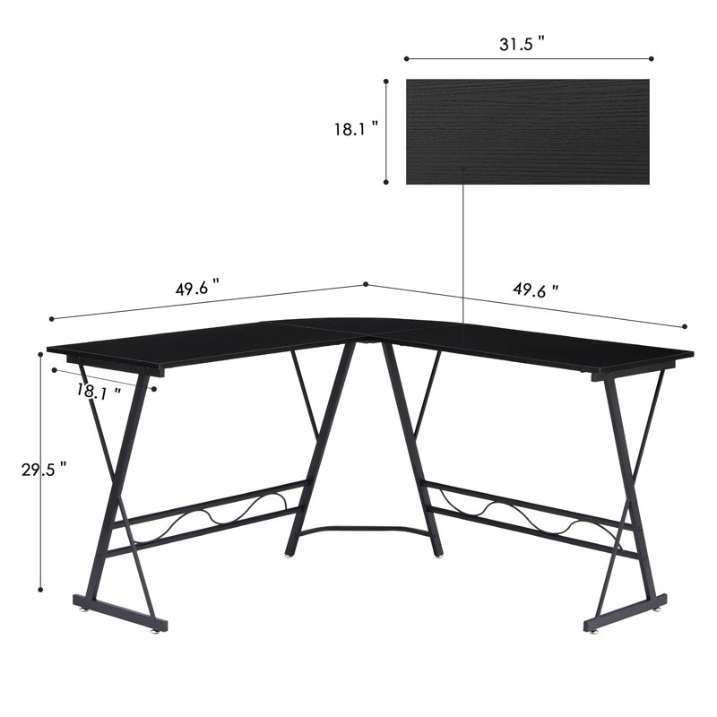 Bureau en L Arfon pour la maison et le bureau, Noir